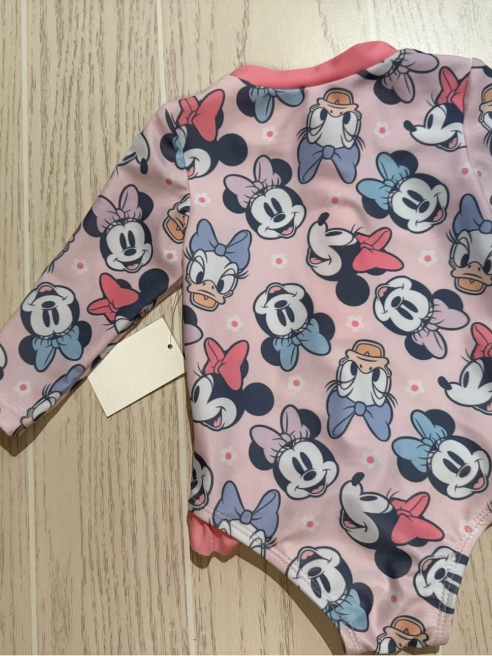 Disney Baby Minnie Daisy Rash Guard Swimsuit Pink‎ 6M Ruffle NWT
